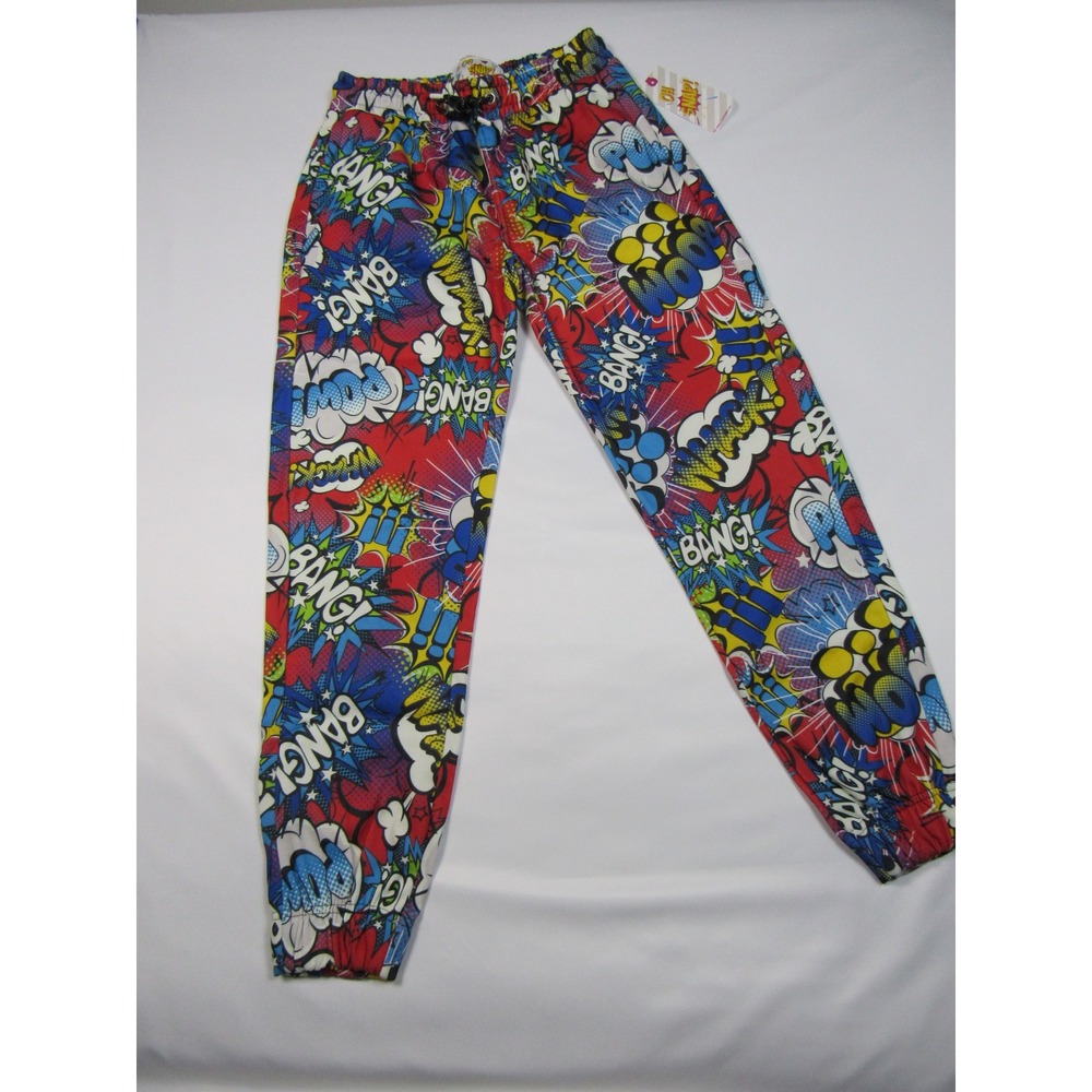 Drill Clothing Co Oh Snap Comic Print Jogger Pants Small‎ Multi Color Drawstring